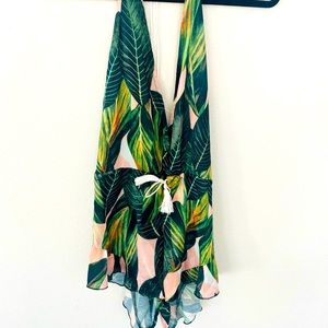 Tropical backless halter romper